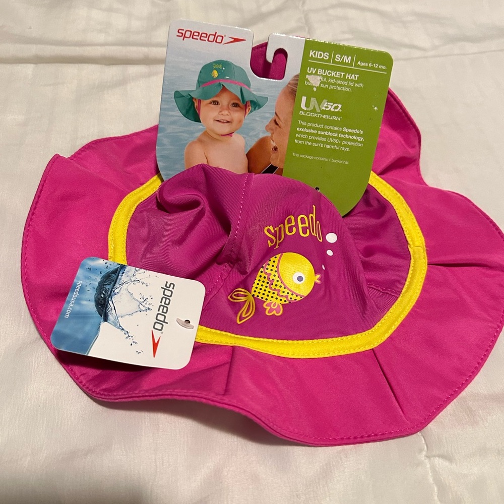 Speedo Pink and Yellow Swim Hat Ruffled Design